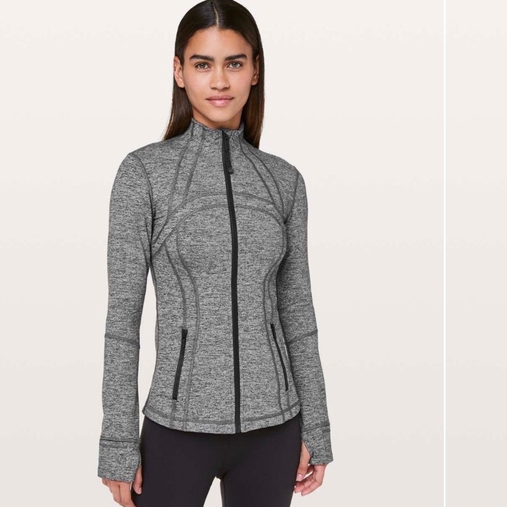 Lululemon Define Jacket 6 Heathered Black Luon Full Zip Thumbhole Yoga W4AWCS